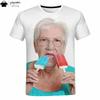 Magliette Grafiche Stampa 3D Moda Donna Anziana che Lecca Ghiacciolo Rosso Abbigliamento Uomo Magliette per Uomo Estate Manica Corta Tee Top