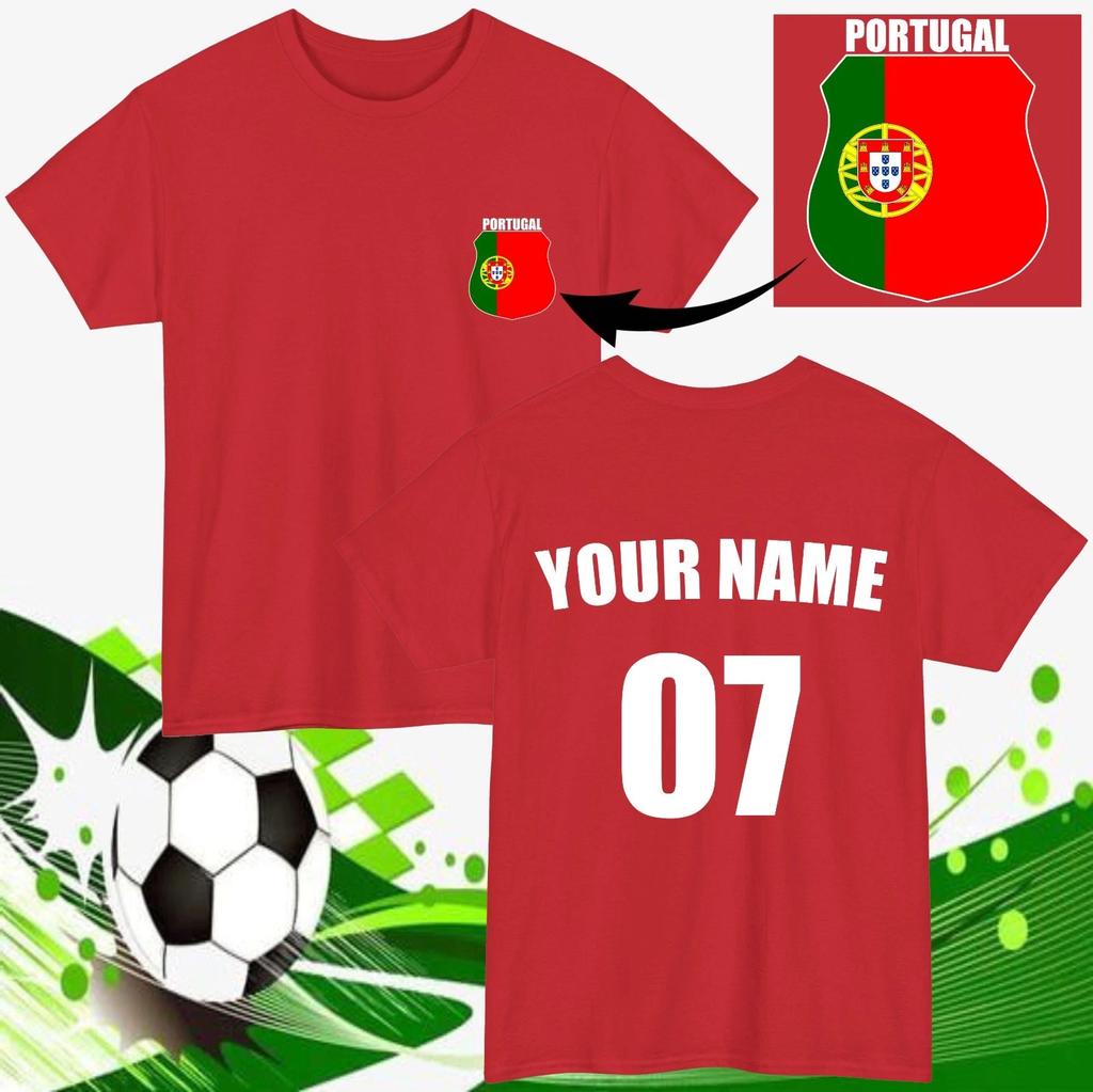 Maglietta da calcio personalizzata del Portogallo Nome Numero personalizzati Regalo per tifoso Top unisex