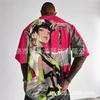 Mens Loose Fit Short Sleeve T-Shirt With 3D Digital Print Breathable Cotton Blend Sports Casual Wear