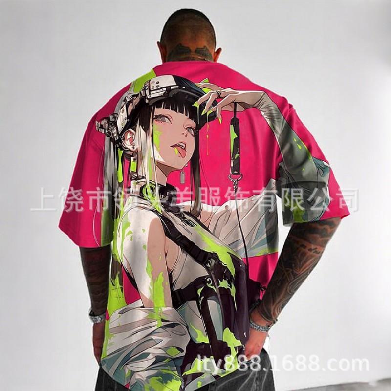 Mens Loose Fit Short Sleeve T-Shirt With 3D Digital Print Breathable Cotton Blend Sports Casual Wear