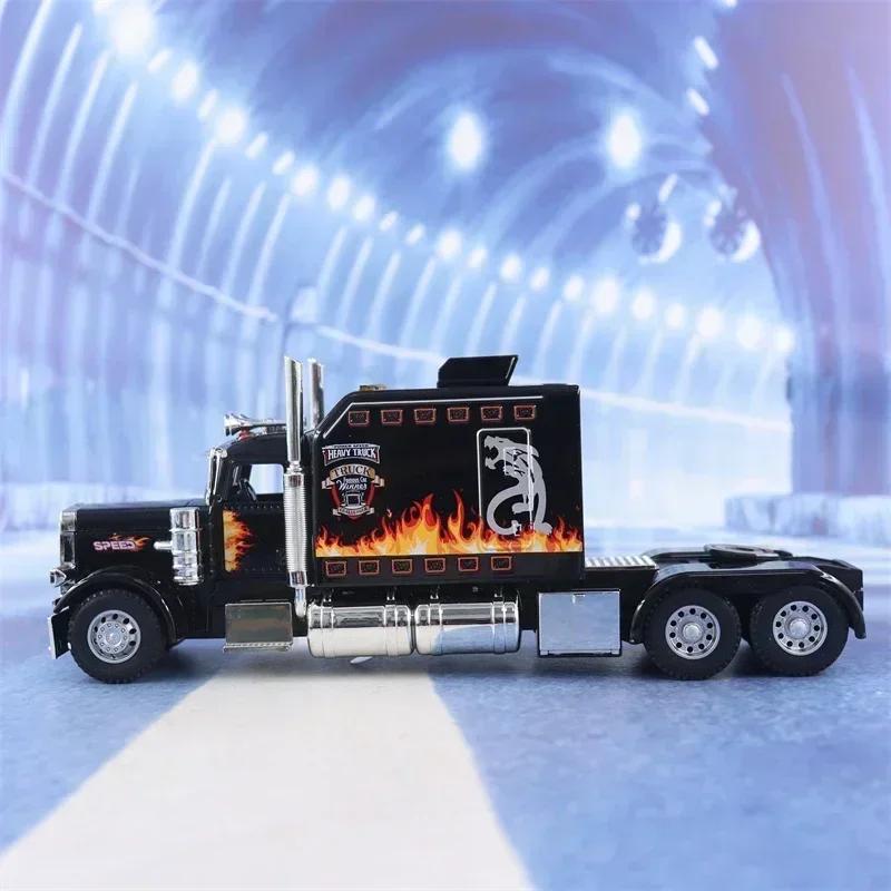 AAZZ1 1:24 PETERBILT 389 Heavy Truck Tractor Toy Model Alloy Diecast Sound Light Pull Back Model Truck Boys Toy Gifts Collection