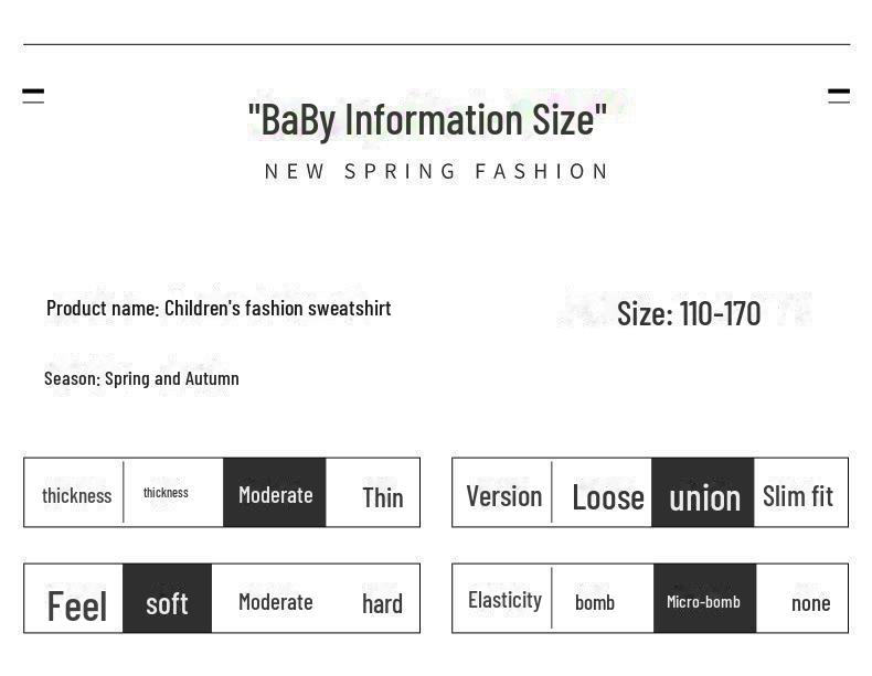 Sweat-shirts tendance pour garçons avec imprimé de lettres coréennes: Manches longues, Coupe ample pour le printemps, l'automne et l'hiver – Nouveaux styles pour les grands enfants.