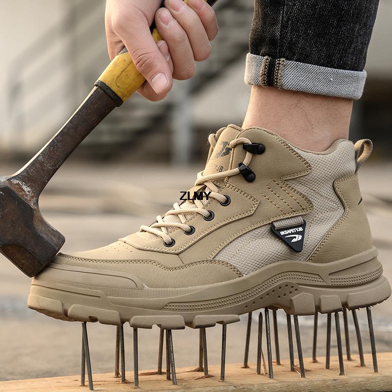 Fashion Anti-spark Work Safety Boots Men Steel Toe Work Shoes Puncture Proof Anti-smash Safety Shoes Construction High Top Man Boots New