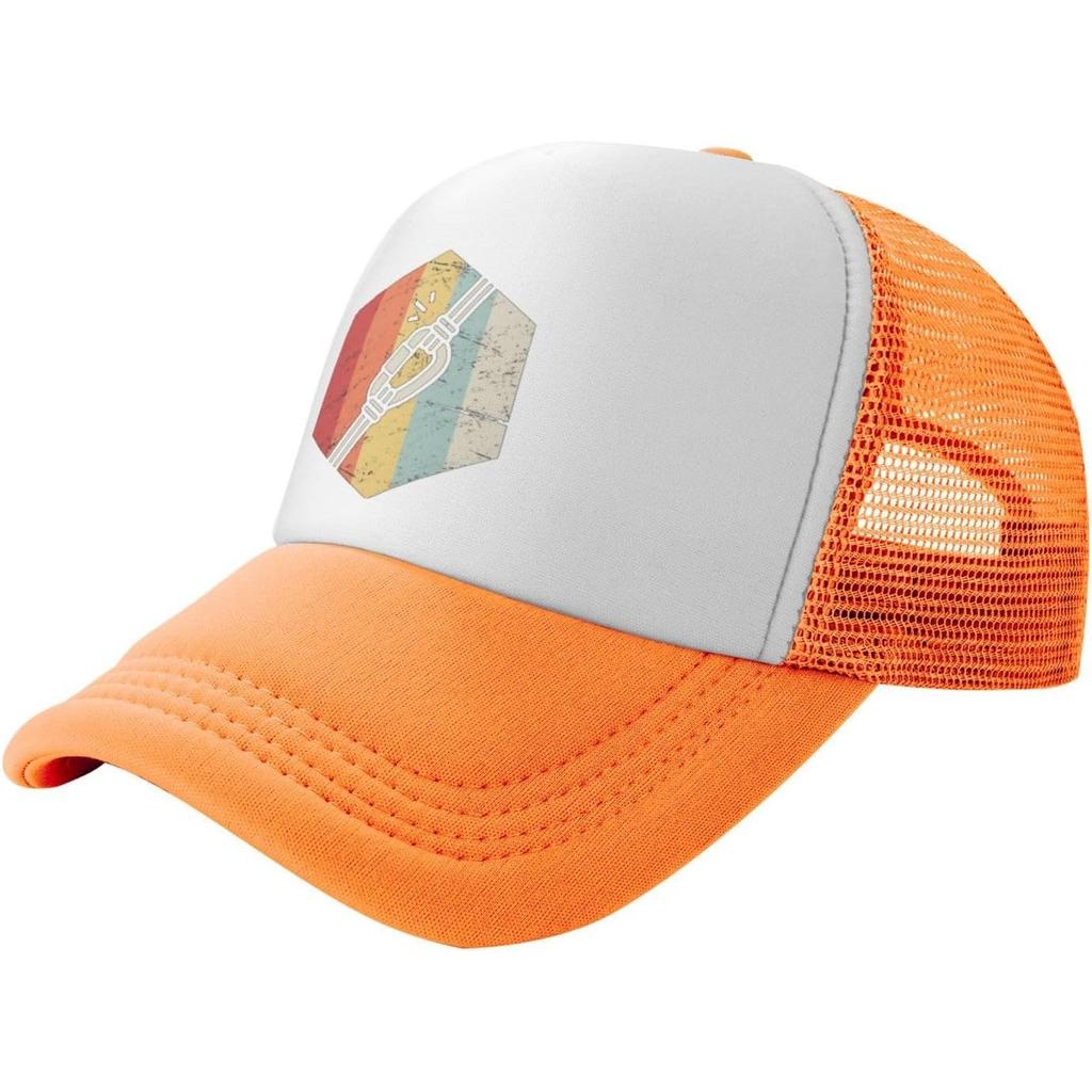 Rock Climbing Icon Trucker Hat Retro Vintage Snapback Mesh Cap for Outdoor Unisex Adults