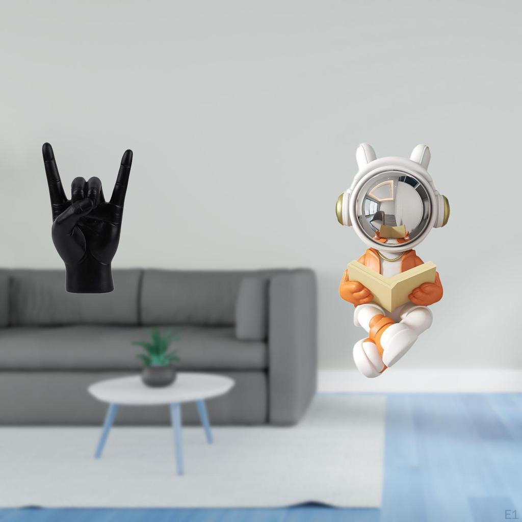 Gesture Sculpture Creative Hand Astronaut Figurine Unique Finger Statue for Modern Apartment Bedroom
