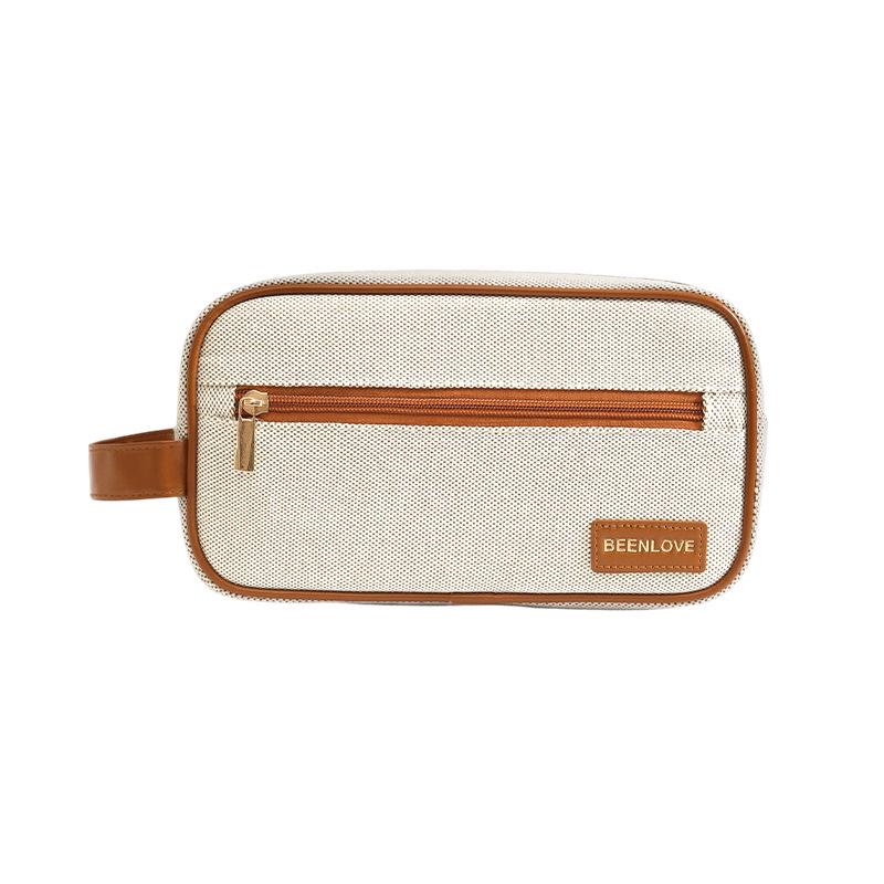 Large Capacity Canvas Travel Makeup Bag - High-End Portable Cosmetic Handbag