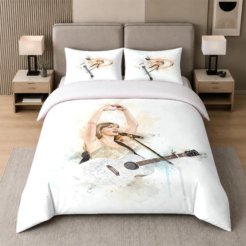 Set Biancheria da Letto 3 Pezzi, Taylor Swift 1 Copripiumino e 2 Federe, Biancheria da Letto Stampata Decorazione Per la Camera degli Ospiti