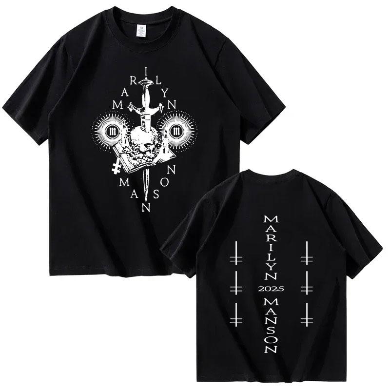 Hotselling Singer Marilyn Manson Harajuku Graphic 2026 Punk Loose Shortsleeved Summer Print 100 Pure Cotton Tshirt XL