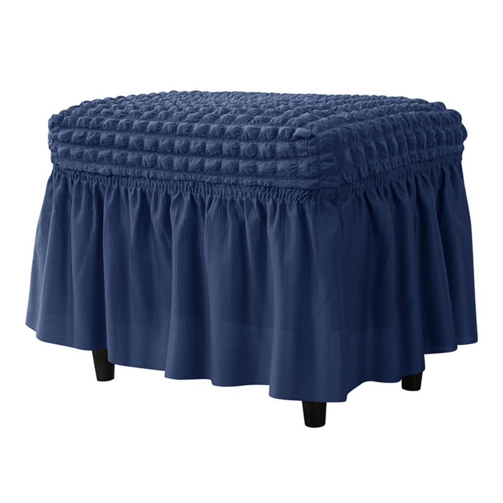 Universal Stool Cover Seersucker Footrest Slipcover Easy Install Ottoman Protector  Dining Room