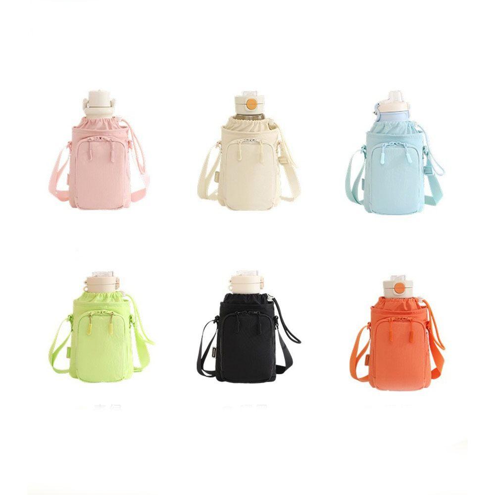 Adjustable Shoulder Strap Sports Water Bottle Bag Protective Cover Phone Pocket Bottle Storage Bag Crossbody Hands-Free