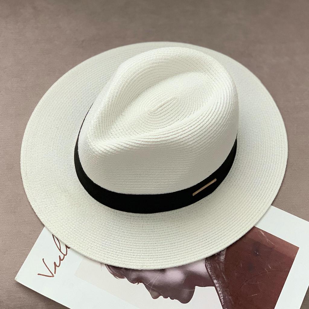Unisex Panama Straw Hat: Adjustable Jazz Topper with Large Head Circumference, Sunshade, and UV Protection - Trendy All-Match Design.