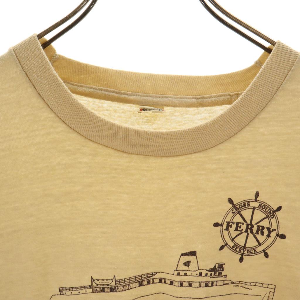 SCREEN STARS 80s Made in USA Vintage FERRY PRINT Short sleeve T-shirt Women Used