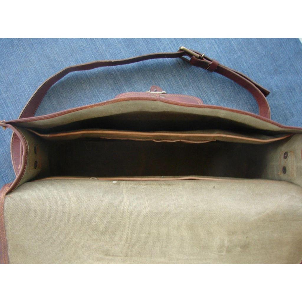 New Men's Vintage Goat Leather Briefcase Handbag Shoulder Messenger Laptop Bag