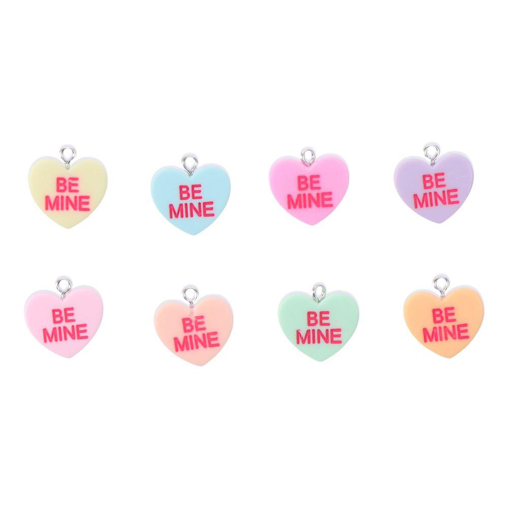 Resin Heart Charms Multicolour Charms Pendant Love Handmade Crafts Lovers