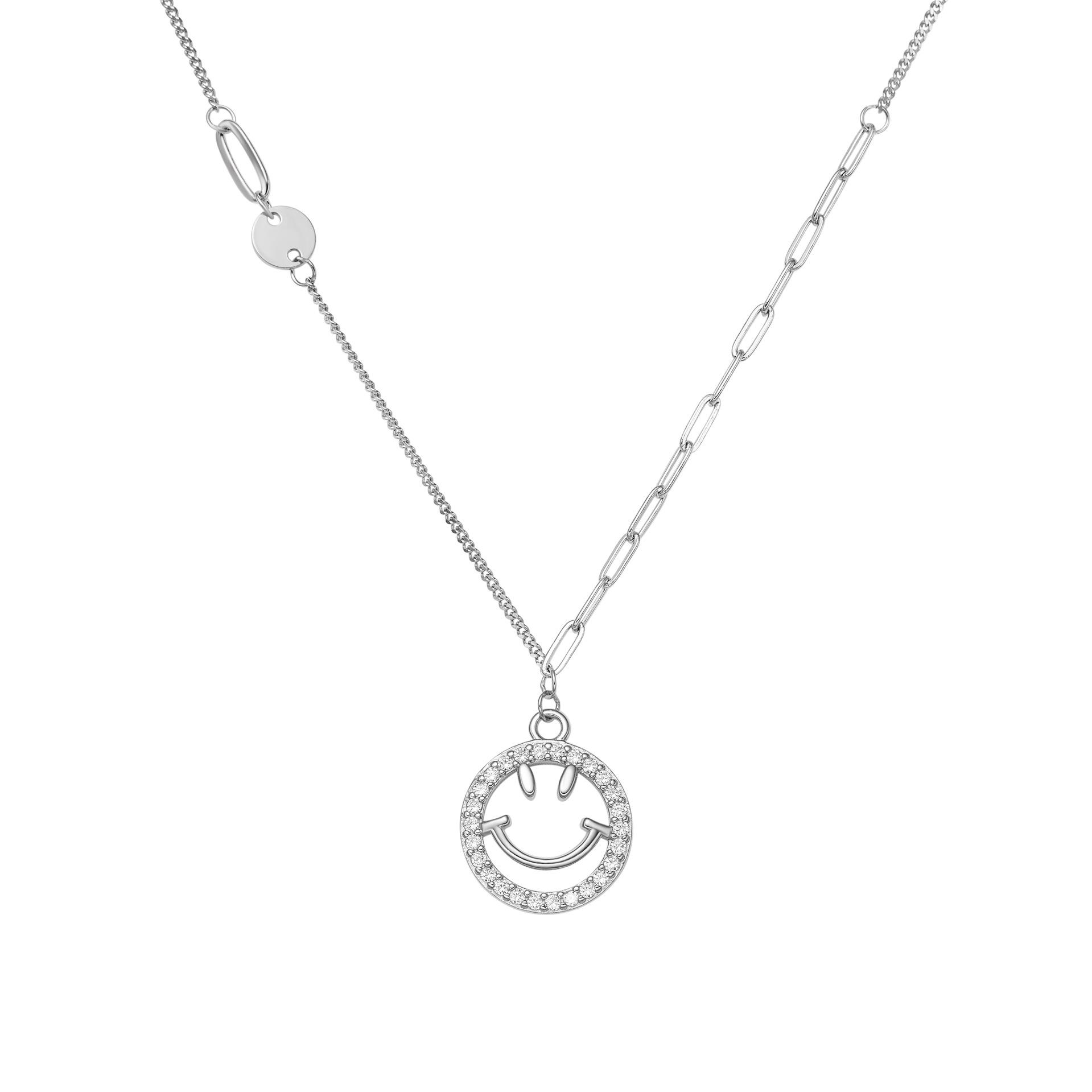 

S925 серебряное нежное ожерелье со смайликом женская цепочка свитера новая ниша высококачественный дизайн аксессуары серебряная мода 925 Silver белого золота