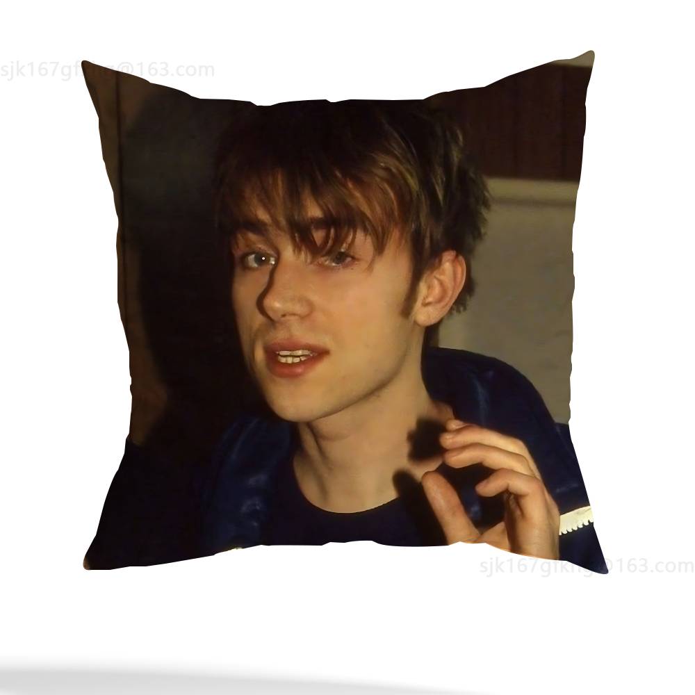 I Love D-Damon Albarn Pillow Case Square Double-Sided Printing Short Plush Sofa Cushion Cover Bedroom Bedside Pillow