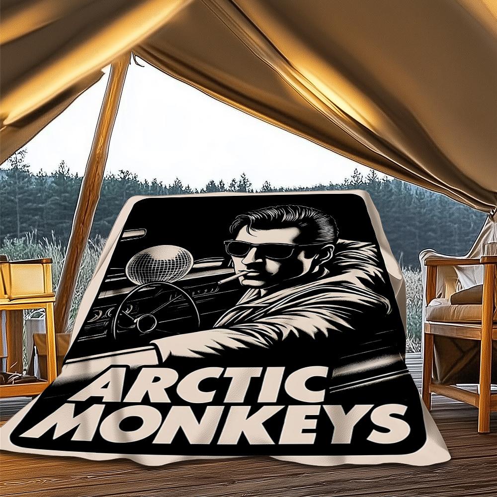 1pc Arctic Monkeys Poster Outdoor Flannel Blanket, Cozy & Warm Soft Te Playful Design, Napping Camping,