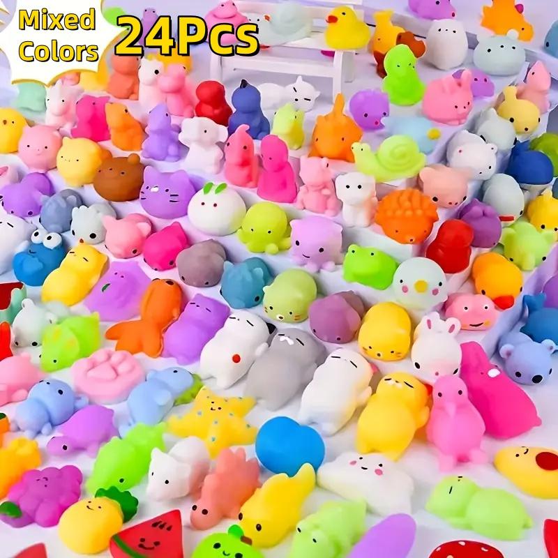 24Pcs Cute Kawaii Animal & Fruit Squeeze Toys Soft Stress Relief Pop Fidgets for Youngsters & Adults Perfect Party Favors Gifts