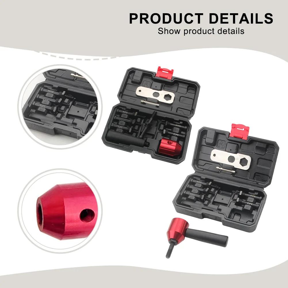 Heavy Duty Electric Pneumatic Riveter Tool Set with Multiple Rivet Conversion Heads for Various Fastening Tasks