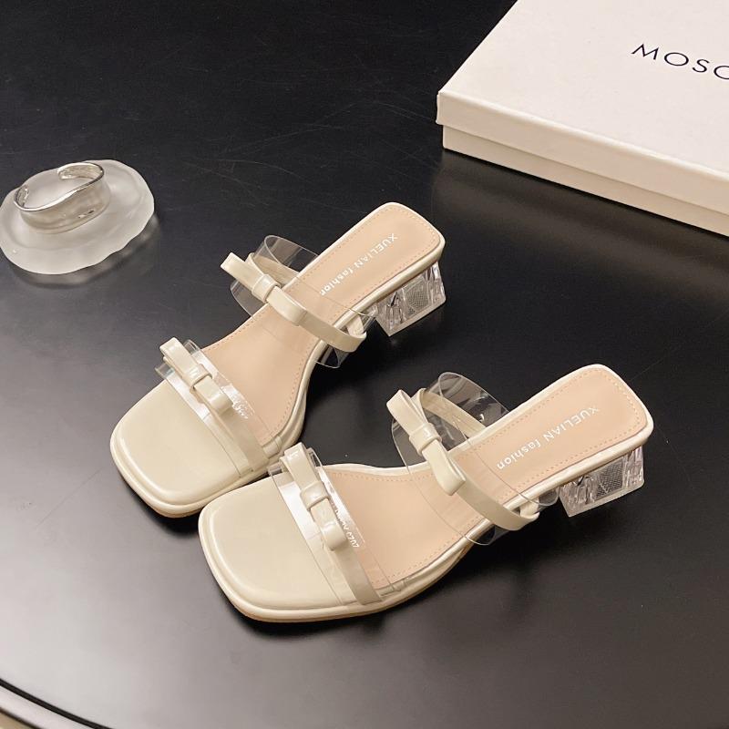 

High-heeled slippers are beautiful for women s outer wear, high-end thick heels, new summer models with skirts and sandals 40