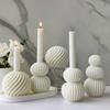 Elegant Geometric Sphere Candle Mold Sturdy Resin Plaster Striped Sphere Candle Mold for DIY Enthusiasts Home Ornament