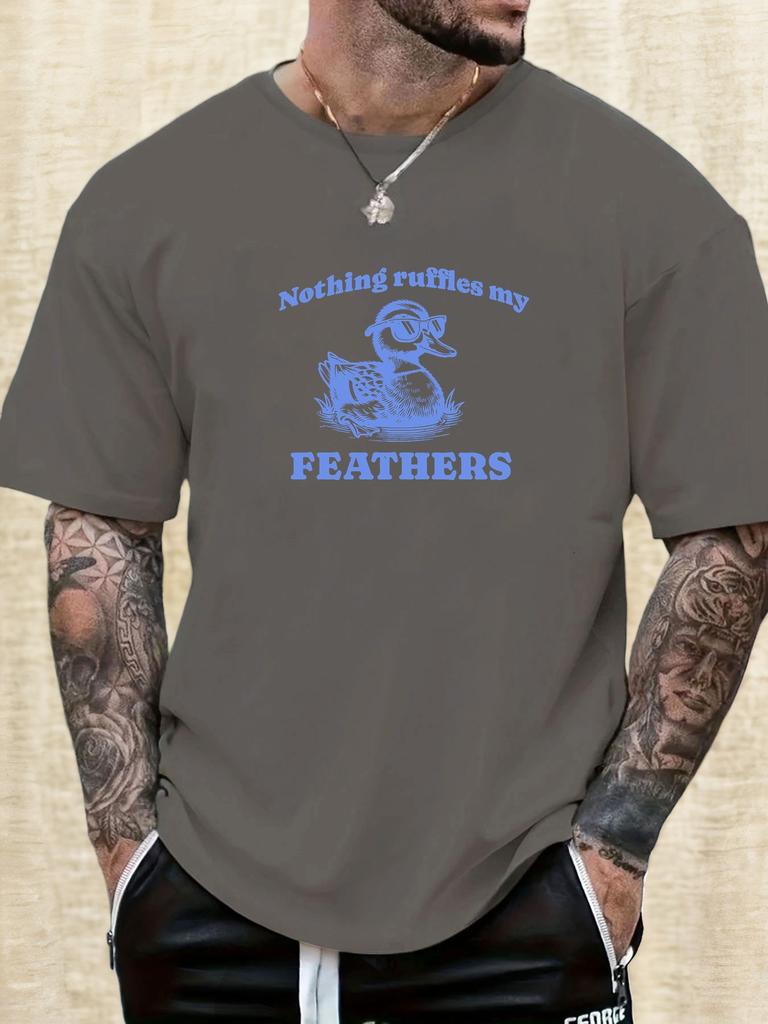 Mens Duck Graphic TShirt Nothing Ruffles My FEATHERS Cotton Short Sleeve Breathable Comfort Fit Soft Light Casual Daily Top