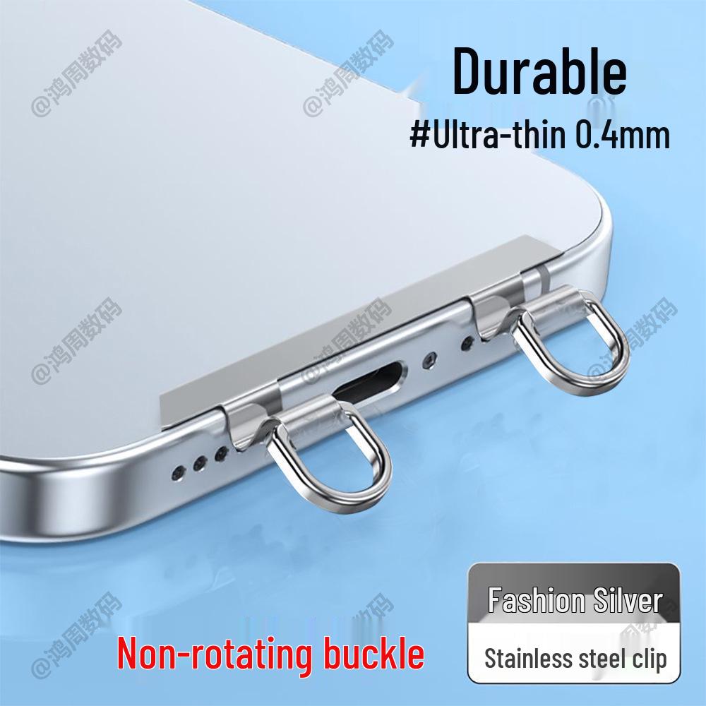 Ultra-thin Stainless Steel Double Buckle Phone Lanyard with 360° Rotating Metal Connector - Stylish and Durable.