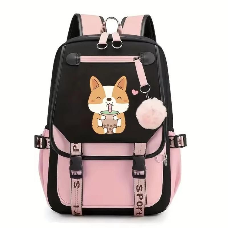 Mochila Corgi con Dibujo Animado Lindo Mochila Escolar Estampada Estudiantes de Primaria Secundaria Mochila Escolar de Gran Capacidad Bolsa de Viaje
