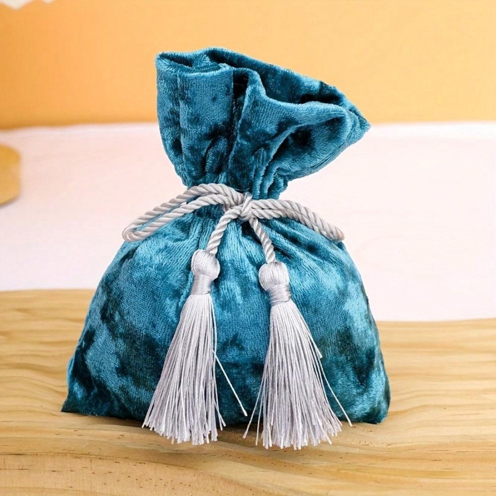 6 pungi cadou din catifea cu șnur și ciucuri: Pungi pentru bijuterii, Cadouri de nuntă, Cadouri pentru petreceri, Cadouri de ziua de naștere, Asortiment multicolor