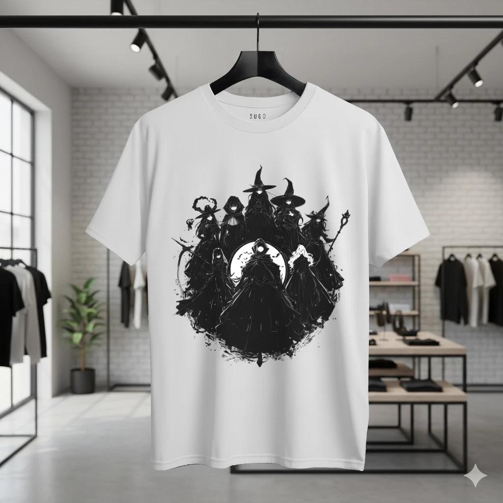 Dark Witch Coven Graphic Unisex T-Shirt Gothic Fantasy Art Tee - S257 XL