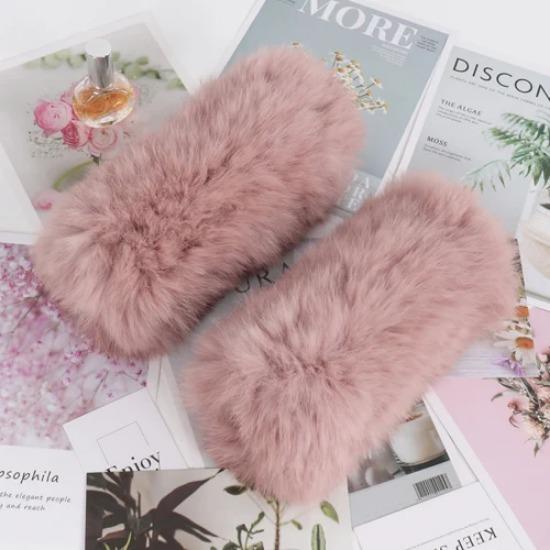 New Brand Women Real Natural Rabbit Fur Mittens Winter Warm Fluffy Lady Real Rabbit Fur Gloves Knitted Good Elastic Fur Glove