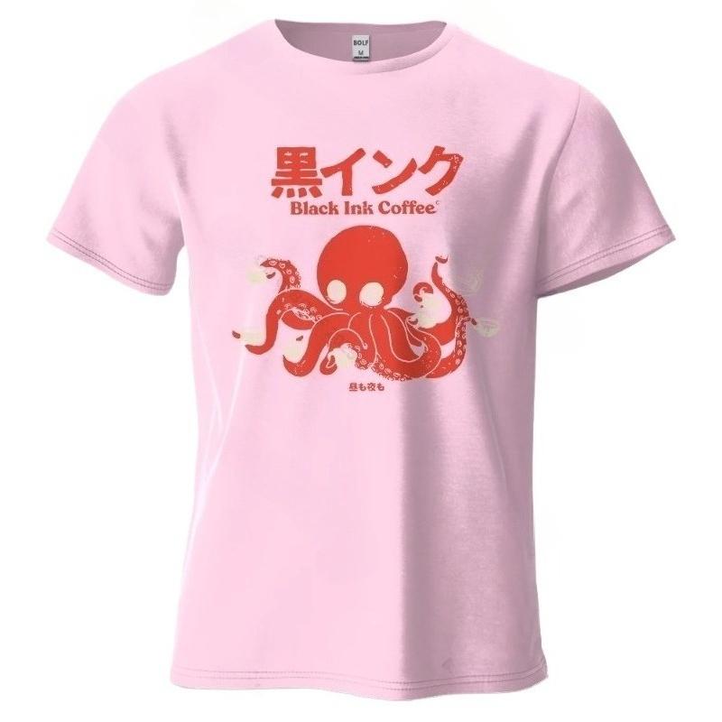 Ink Coffee Creatief Mannen T-shirt 100% Katoen Oversized Zacht Ademend Charmante Grafische Vintage T-shirts Tops Streetwear Losse Pasvorm