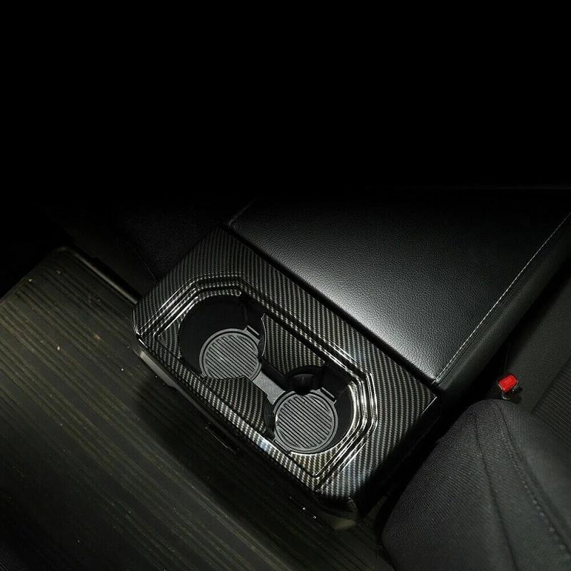 ABAIWAI For Ford F150 F-150 2015- ABS Autobon Fiber Auto Rear row seat center Water Cup Holder Cover Trim Interior Styling