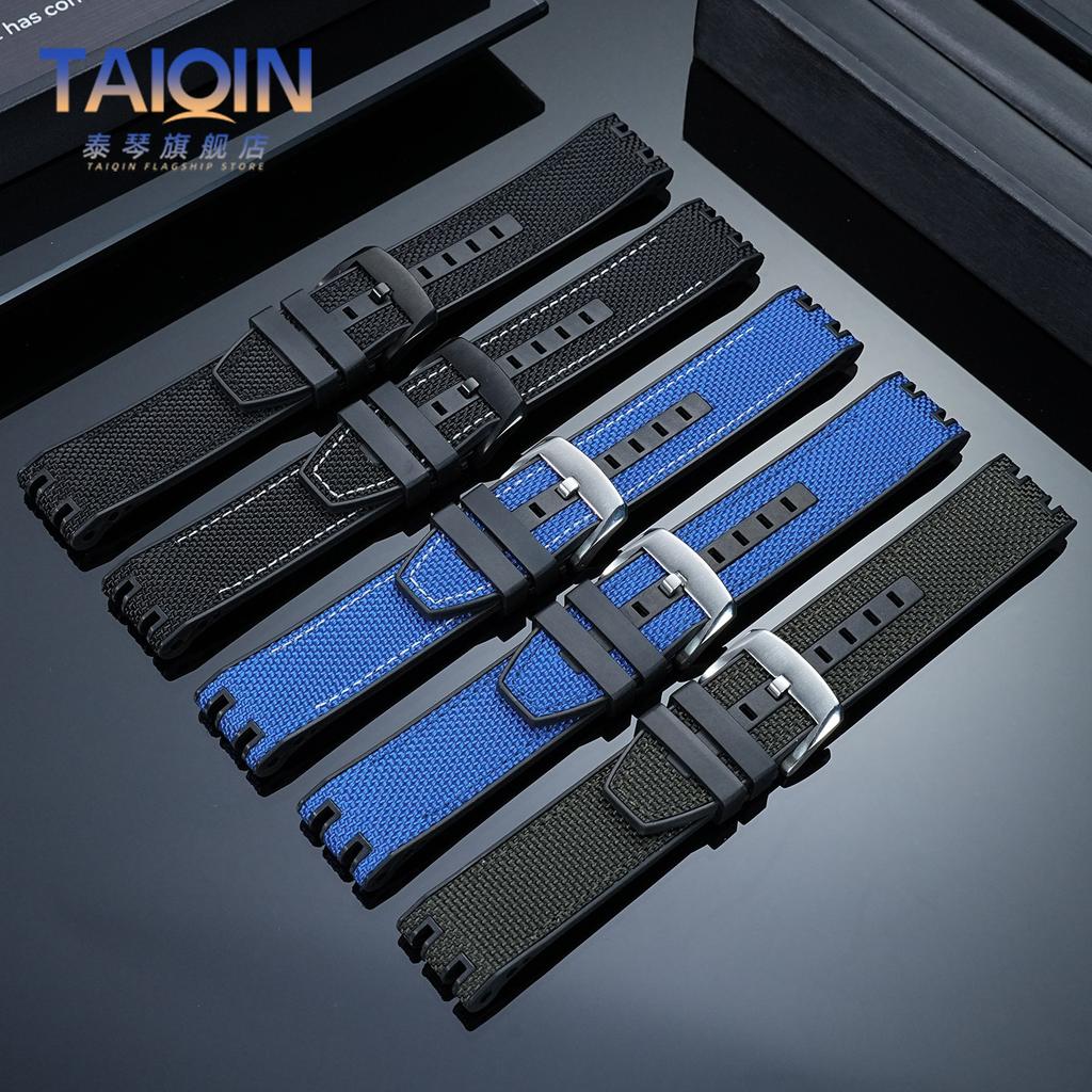 22mm High Quality Nylon Canvas Strap For Tissot MotoGP T-Sport Racing Series T115.417 T115.427A Rubber Bottom Watchband Bracelet