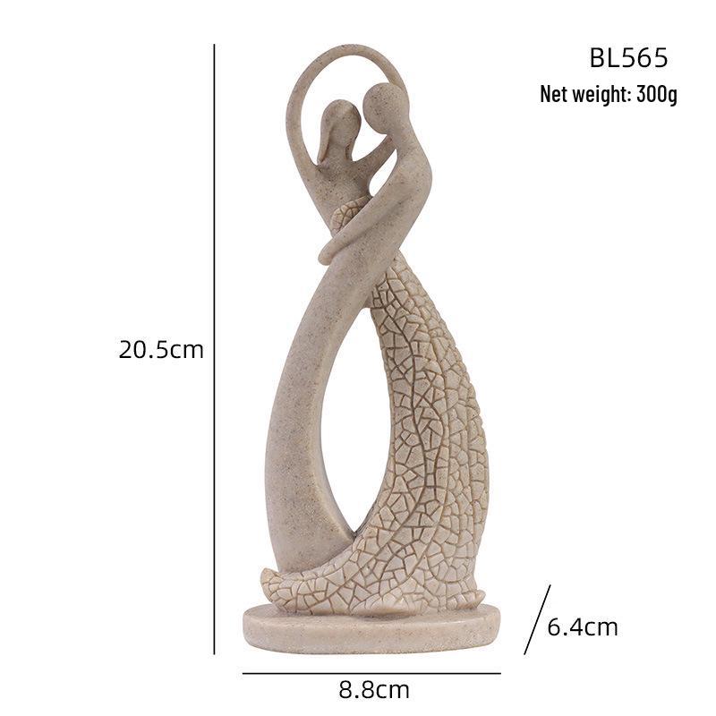 European Style Sandstone Couple Figurine—Romantic Resin Decor for Valentine's Day