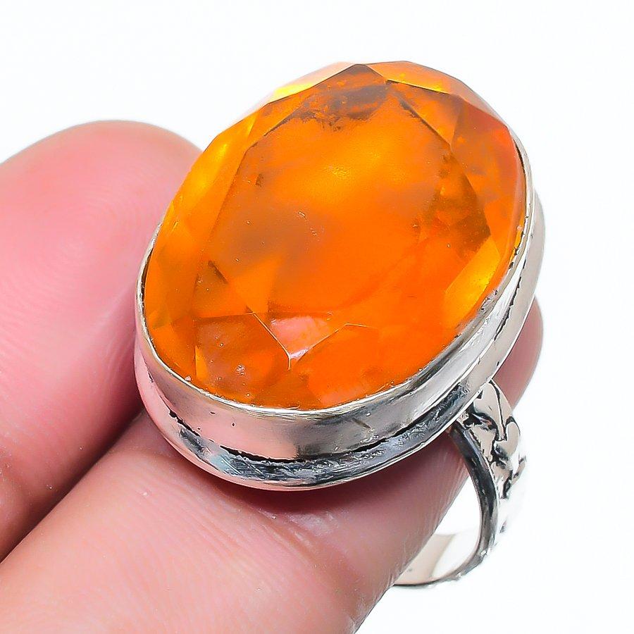 Natural Citrine Gemstone Handmade 925 Sterling Silver Jewelry Ring Size 7 AR-17166