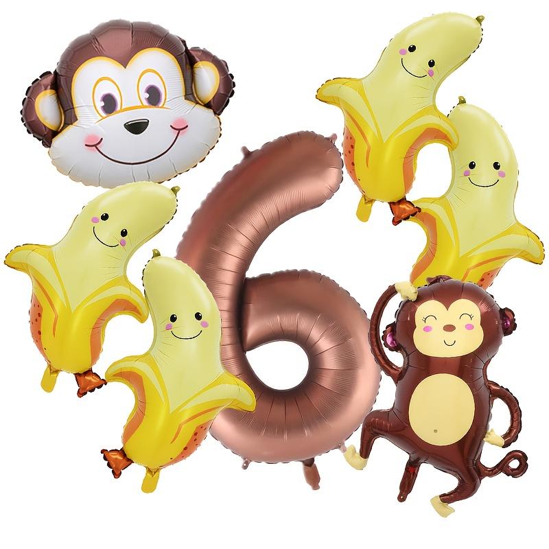 7Pcs Monkey Banana Combination Set Aluminum Film Balloon Jungle Hunting Theme Party Decor Balloon Baby Shower Globos Supplies