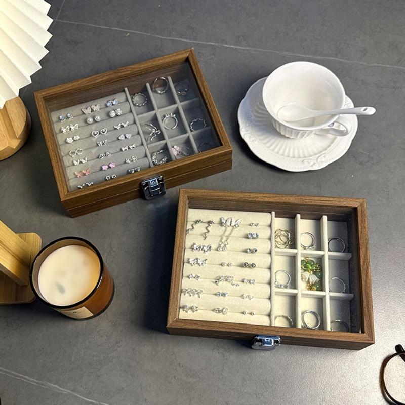 Vintage Styles Jewelry Box Crafted from Wood Featuring Compartments for Earrings Necklaces Rings
