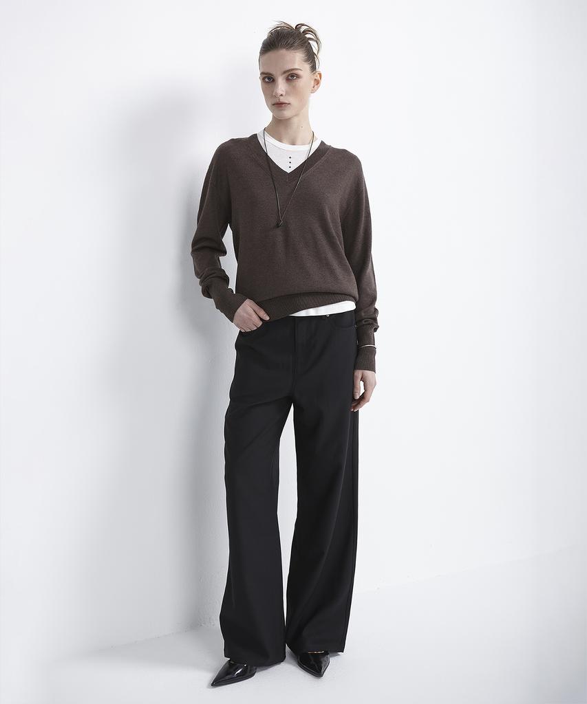 EAN JO Jane Wholegarment V-Neck Pullover (Brown)