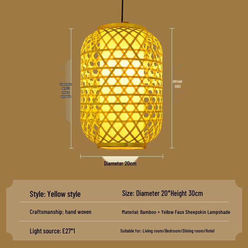 

Bamboo Weaving Lantern: Chinese Style Pendant Lampshade for Retro Hot Pot Restaurants and Outdoor Dining.