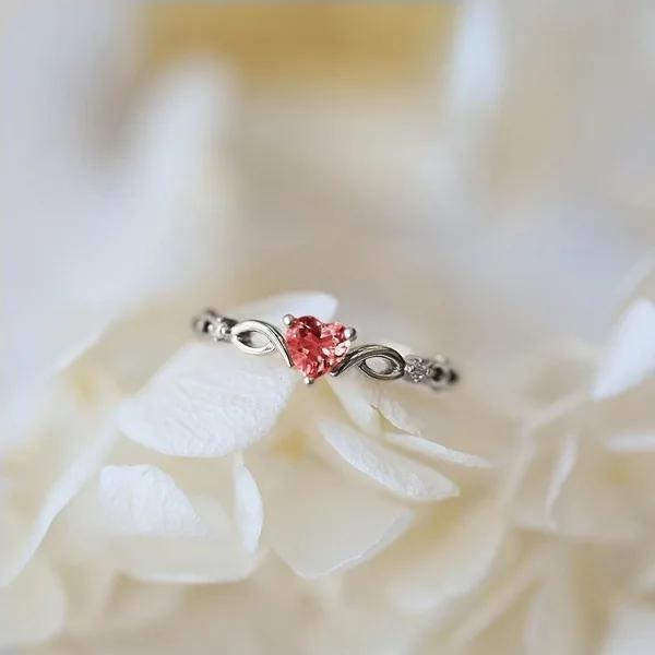 Huitan New Cute Ring With Heart Cubic Zircon Creative Design Women Jewelry Ring Daily Wearable Accessary Ring For Girl