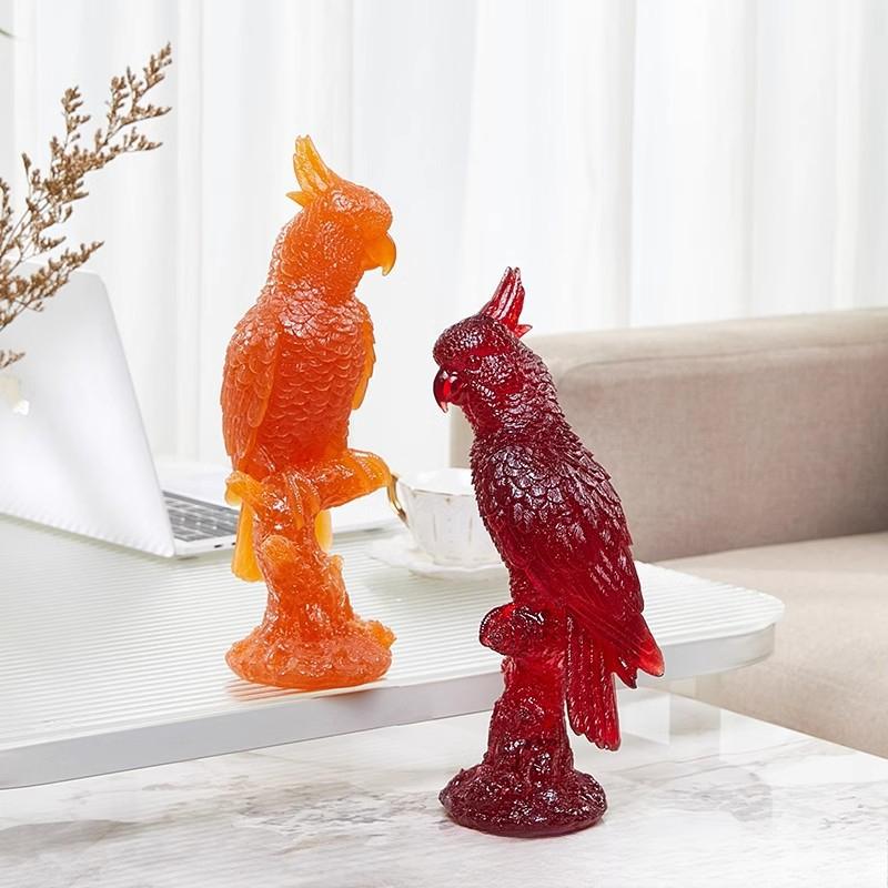 Transparente Papageienornamente Simuliertes Tukanmodell Requisiten Imitation Jade Harzhandwerk Wohnzimmer Schrank High-End Dekoration