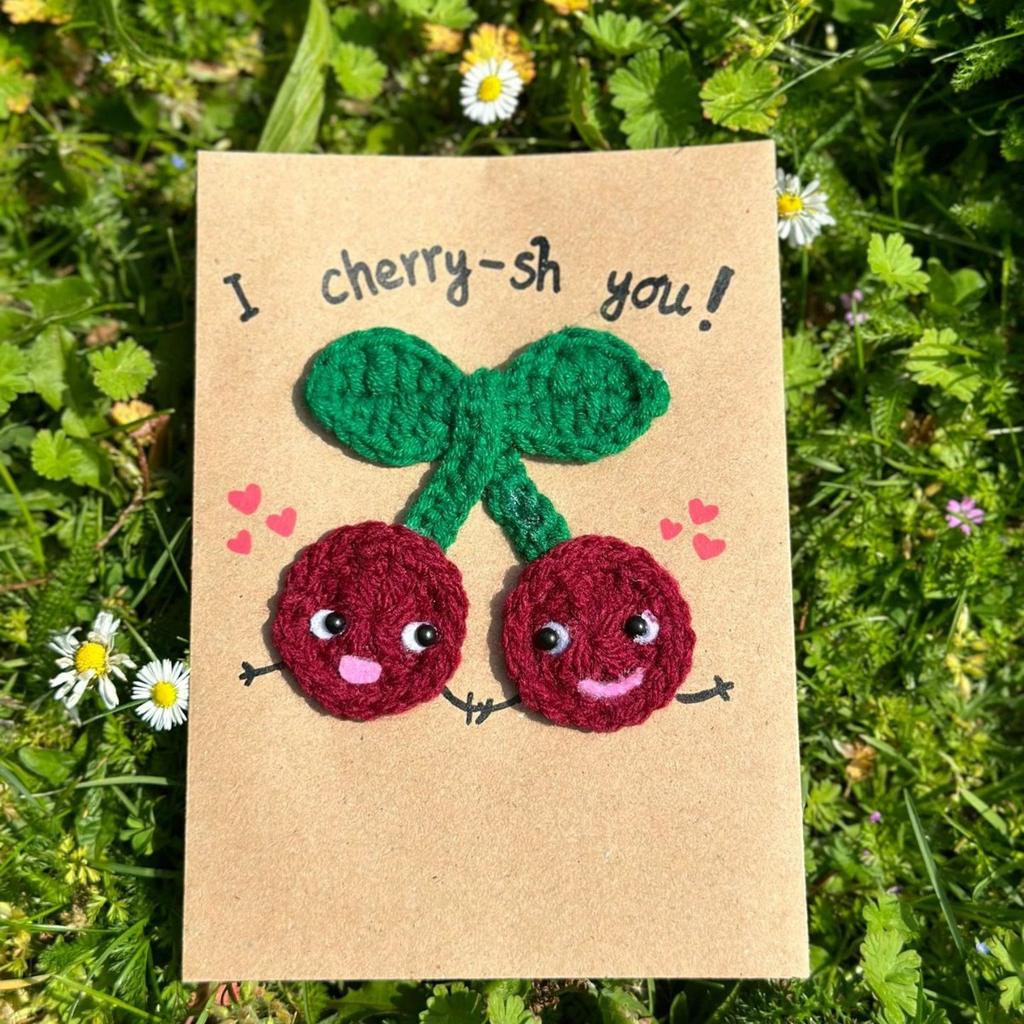 1pcs Crochet Greeting Cards Cute Confession Thank You Card Creative Valentine' Day Anniversary Blessing Card Thanksgiving Card
