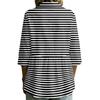 Women's Button Front Notched Collar Striped Print Three Quarter Sleeve Loose Fit Blouse Shirt