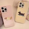 Korean Dopamine Color Embroidered 3D Sausage Puppy Phone Case For iPhone 17 16 15 14 13 12 11 Pro Max 15 Plus 16e 17Air Cover