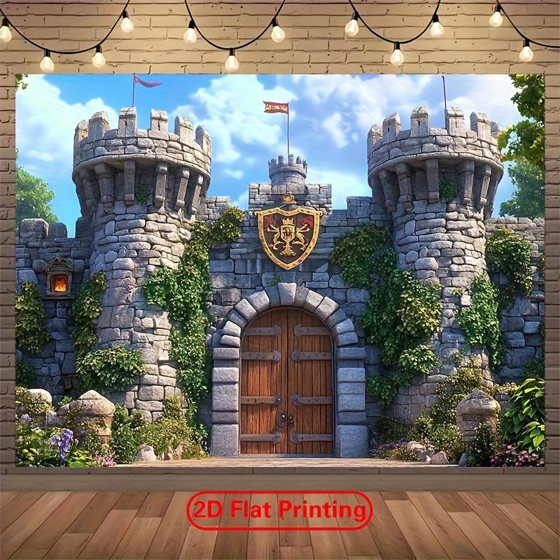 2D Flat Banner 1 Piece of Multi-functional Medieval Castle - Polyester Fiber Photography Backdrop and Party Banner