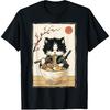 Samurai Cat Japanese Art Ramen Novelty Kawaii Funny Cat T-Shirt