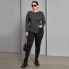 European and American large-size women's clothing spring and summer long-sleeved t-shirt fat mm irregular split-ended versatile bottoming slim-fit top