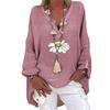 Plus Size Damen Casual Langarm Blumendruck Lose V-Ausschnitt Hemdbluse Top