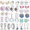Original 925 Silver Luxury Bow Flower Shaped Clover Rose Pendant Earrings Elegant Mature Women Delicate Jewelry Gift